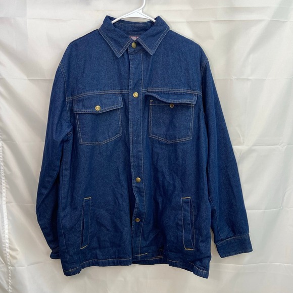 Vintage Duke Haband men's soft fleece lined denim snap button pocket jacket M - Picture 1 of 11